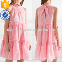 Cute Loose Fit Weiß und Schwarz Rüschen Baumwolle ärmellos Mini Sommerkleid Herstellung Großhandel Mode Frauen Bekleidung (TA0262D)